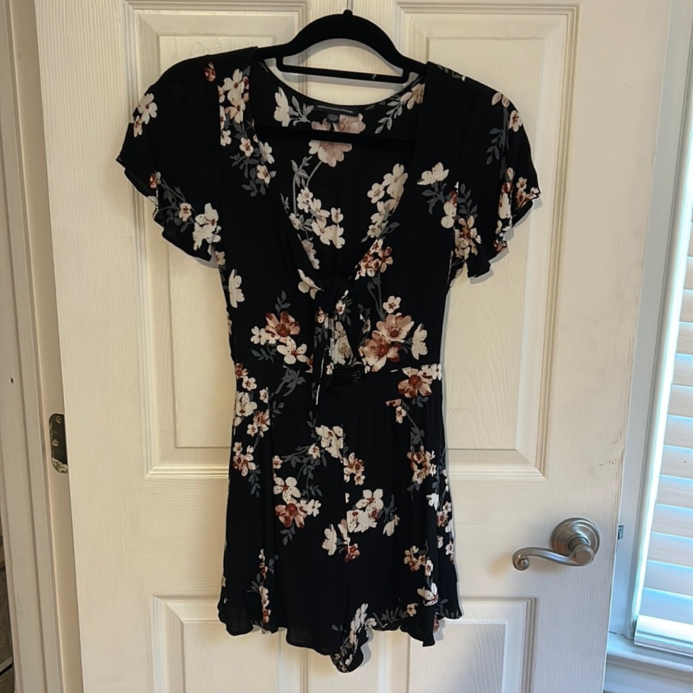 Tie Front Romper Short Sleeve 3/$25
